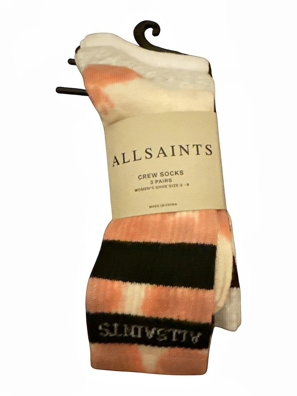 NEW AllSaints Crew Socks Color Block 3 Pairs